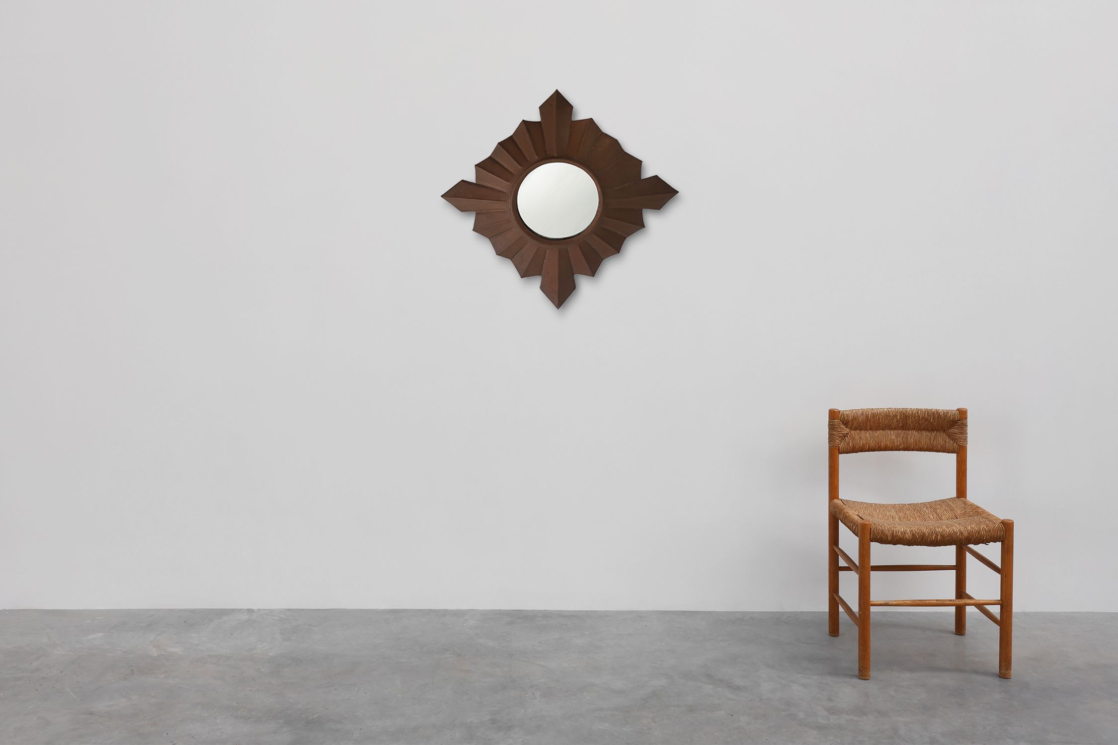  Art Deco sunburst mirror in red copper, France 1920sthumbnail